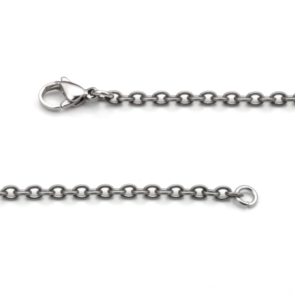 Titanium Kay Solid Titanium 3MM Rolo Link Matte Finish Gray Color Necklace Chain 26"