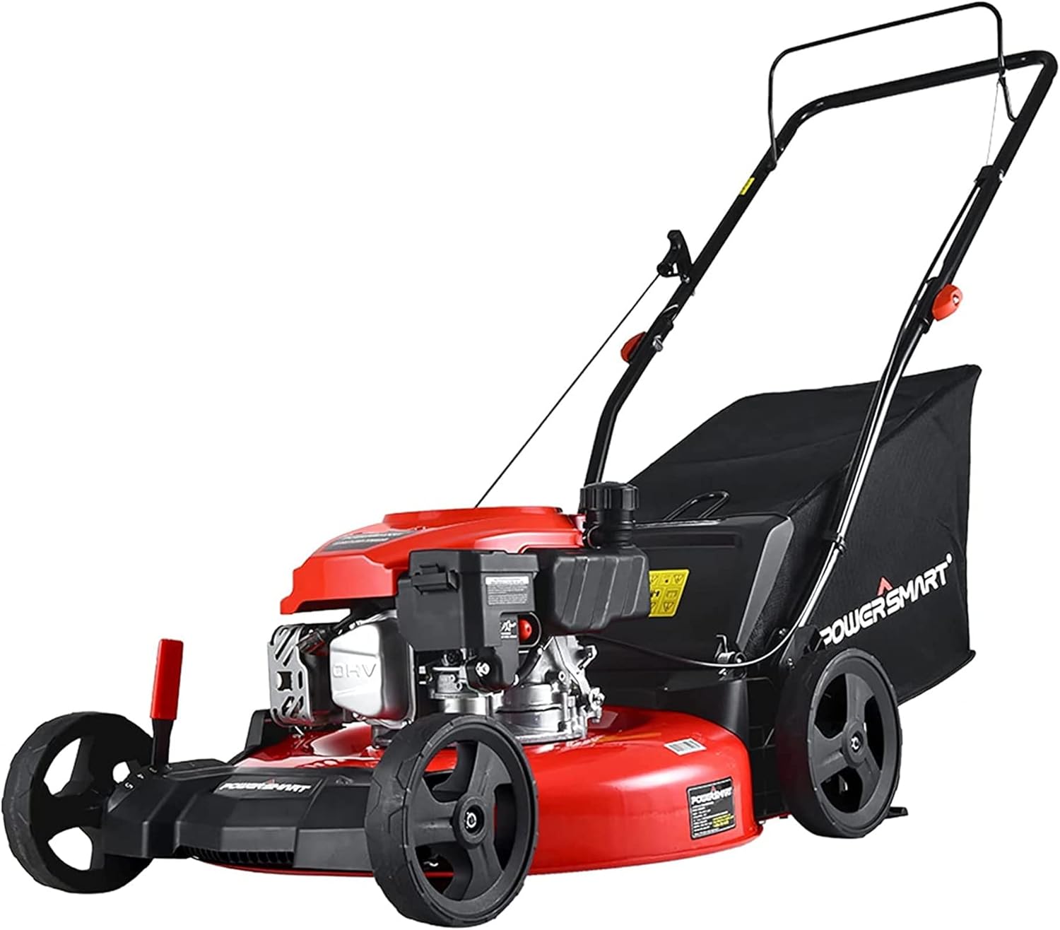 PowerSmart Push Lawn Mower Gas Powered, Side Discharge and Mulching Lawn Mower with 170CC 4-Stroke Engine, 21 Inch Lawnmower with 5 Adjustable Cutting Heights (1.18''-3.0'' )