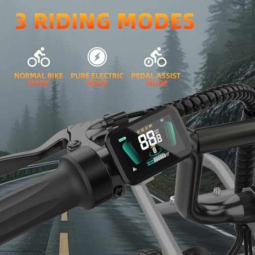 Fat Tire Electric Bike for Adults 20" 1200W Peak Mountain Ebike Commuting Off-Road E-Bike 7 Speed Pedal Assist Electric Bicycle with 48V Removable Battery Up to 70 Miles 28 MPH