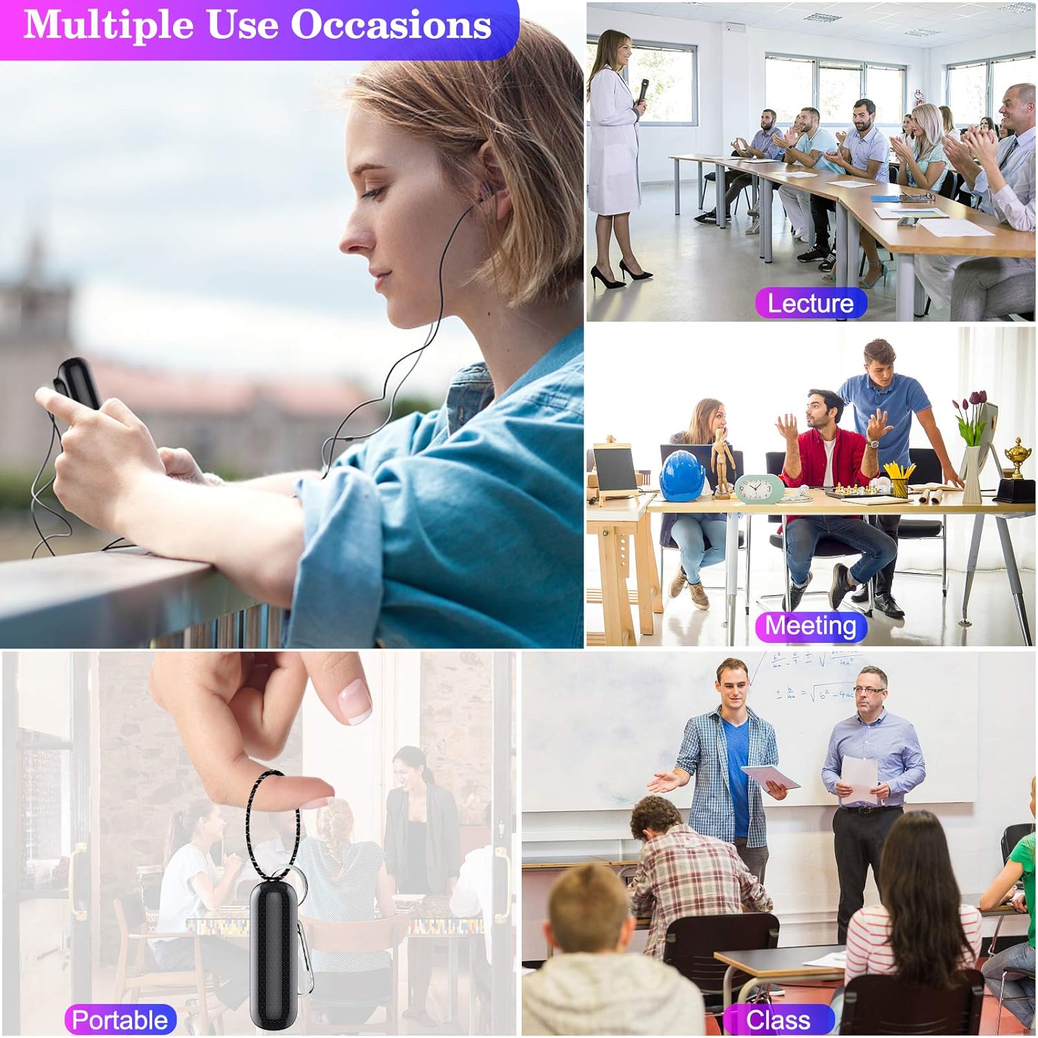 32GB Voice Activated Audio Recorder Mini Digital Voice Recorder with 400 Hour Storage Capacity,365 Days Standby Battery & up to 500 hrs Continuous Recording,Magnetic,Time Stamp,Password Protect Pack of 2