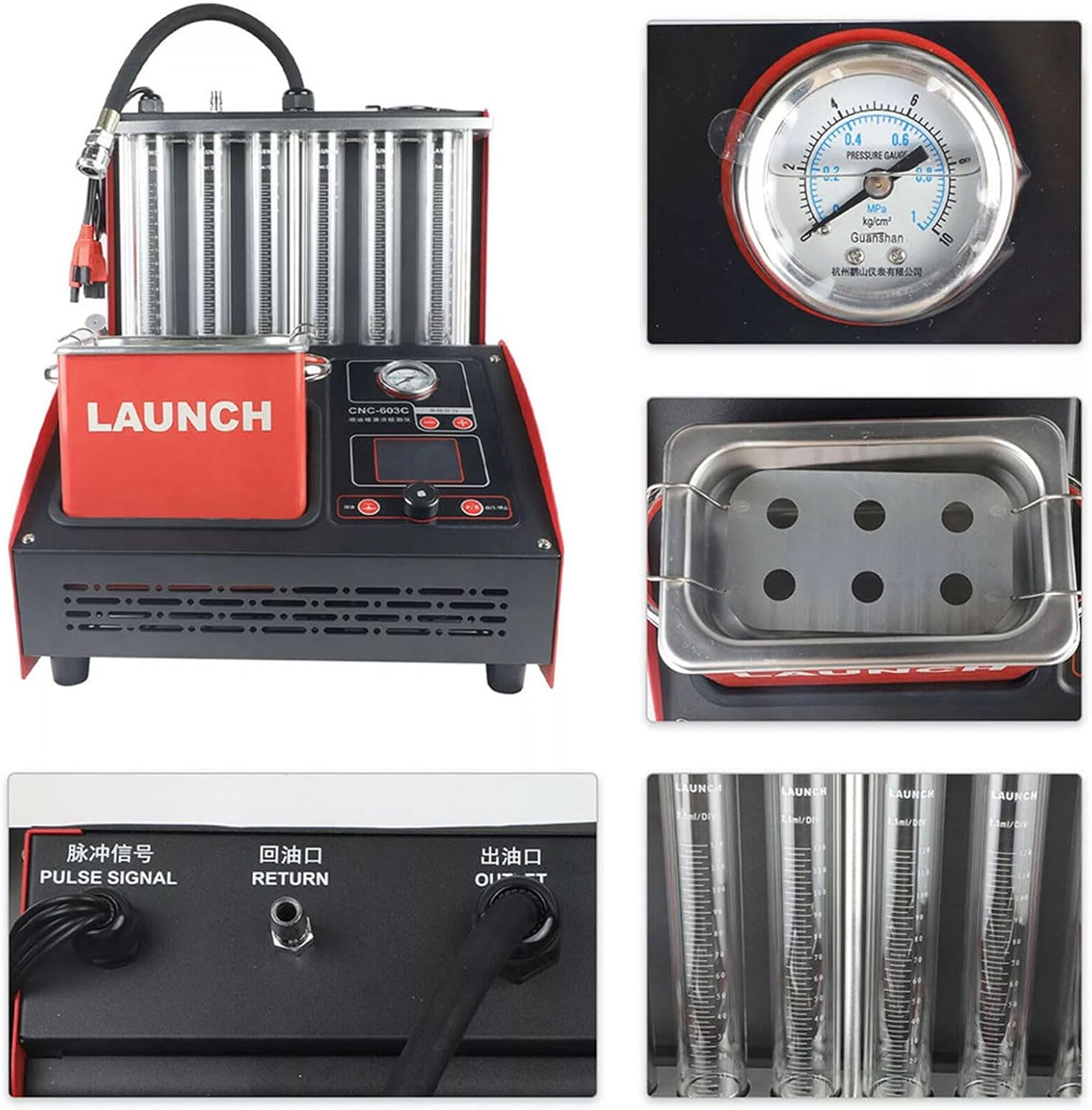 LAUNCH CNC603A Fuel Injector Cleaner and Tester 6 Cylinders 110V Ultrasonic Fuel Injector Cleaning Machine Test Bench Equipment Tools [Update of LAUNCH CNC602A]