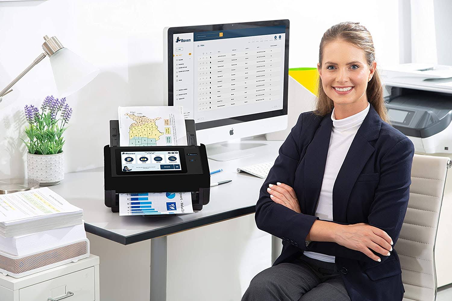 Raven Pro Document Scanner - Huge Touchscreen, High Speed Color Duplex Feeder (adf), Wireless Scan to Cloud, Wifi, Ethernet, USB