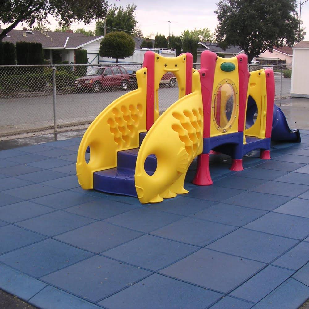 Rubber-Cal Eco-Safety Interlocking Playground Tiles - Black, 4 Pack, 19.5 x 19.5 x 2.5 in.