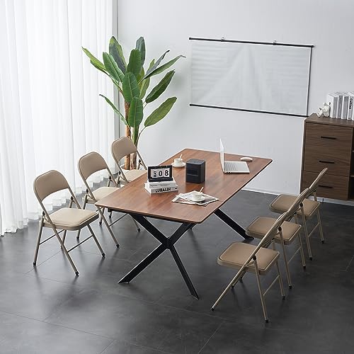4 Pack White Folding Chairs with Padded Seats for Outdoor & Indoor, Portable Stackable Commercial Seat with Steel Frame for Events Office Wedding Party, 330lbs Capacity (White, 4 Pack)