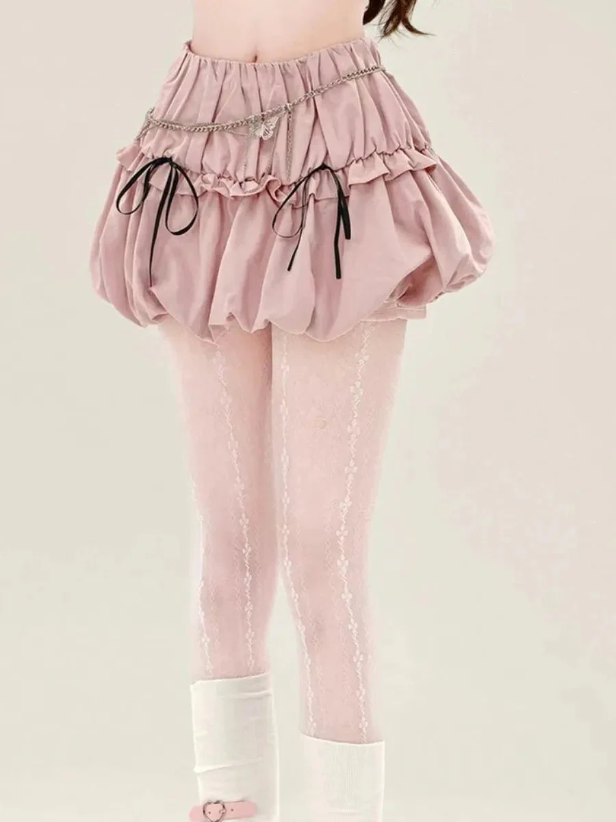 'Wall Flower' Coquette Ribbon Checked Mini Skirt