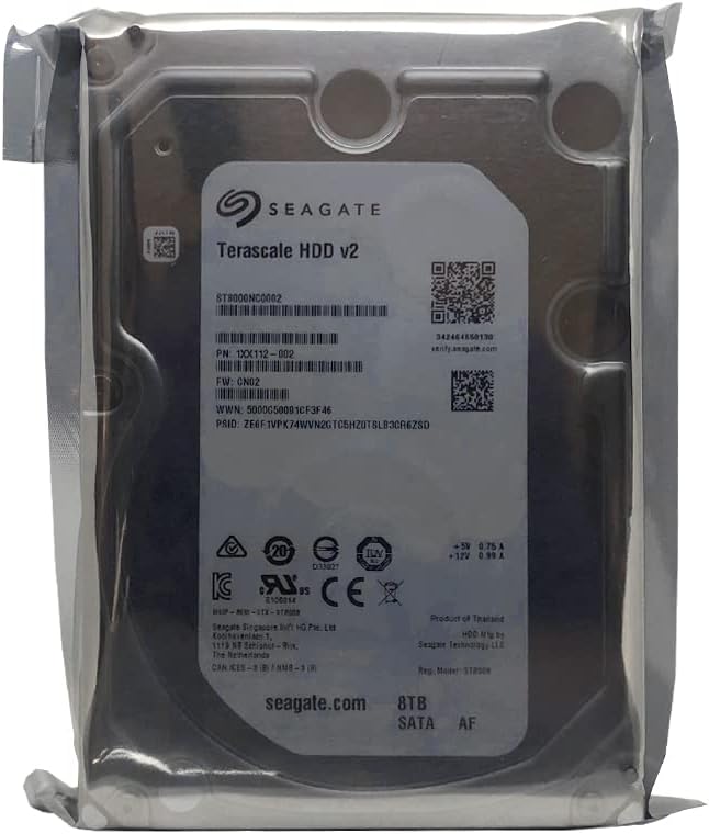 Seagate 8TB Terascale Enterprise HDD 7200RPM 256MB Cache SATA 6Gb/s 64MB Cache 3.5-Inch Internal Hard Drive (ST8000NC0002) - 3 Year Warranty (Renewed)