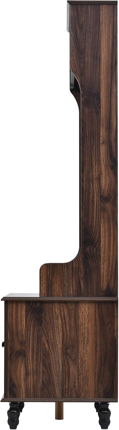 Modern 40" 3-in-1 Design Hall Tree with 4 Hooks and Coat Hanger, Entryway Bench with Storage for Living Room, Hallway, Entrance, Brown