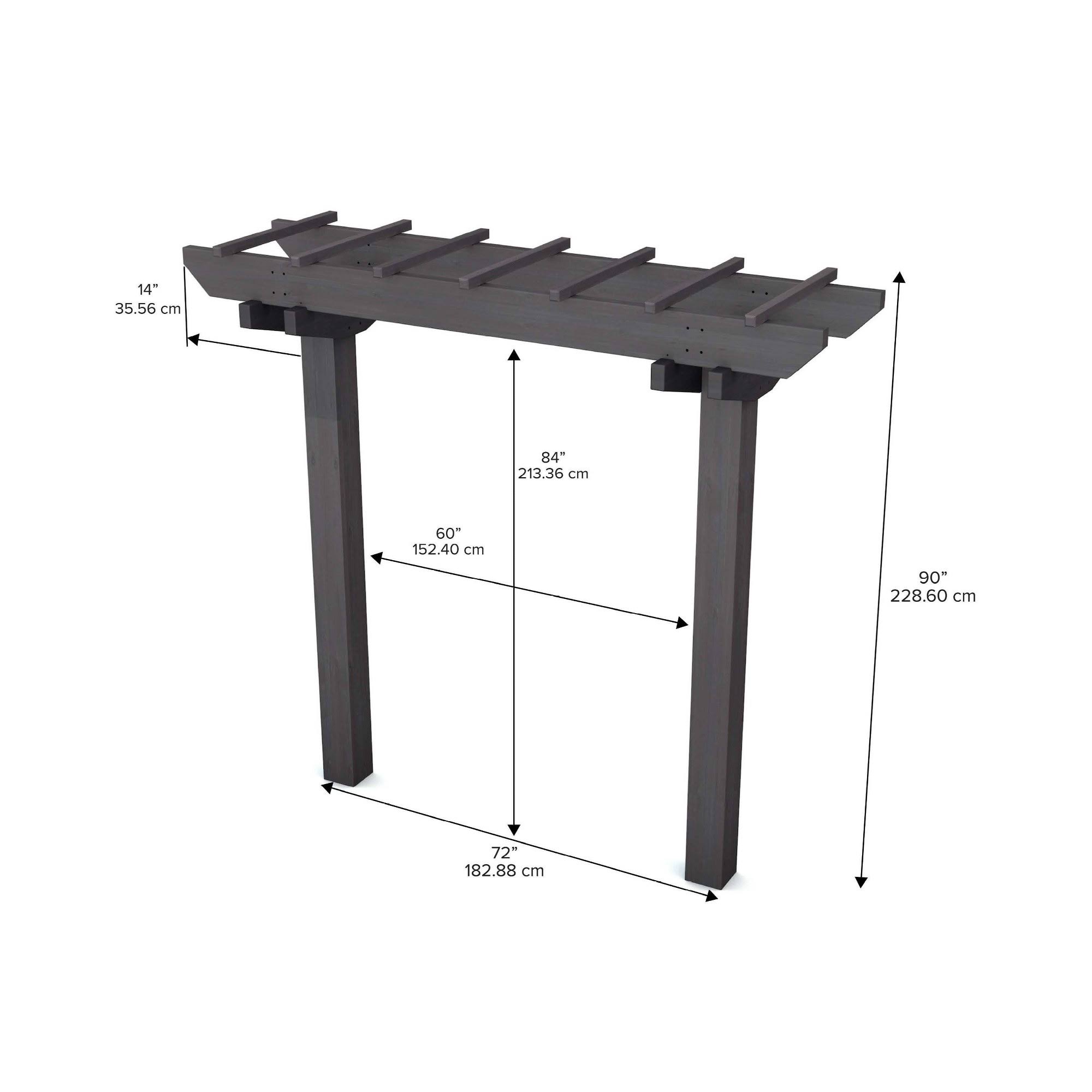 Vita 72 inch x 90 inch Wildwood 2 Post Cedar Arbor, Charcoal, Va68896