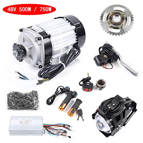 QUEWATSA Electric Tricycle Motor Kit, 48V 750W / 500W Single-Phase Electric Bicycle Trike Conversion Kit Electric Scooter Bicycle Motorcycle for Go Kart ATV Electric Bicycle Conversion Kit