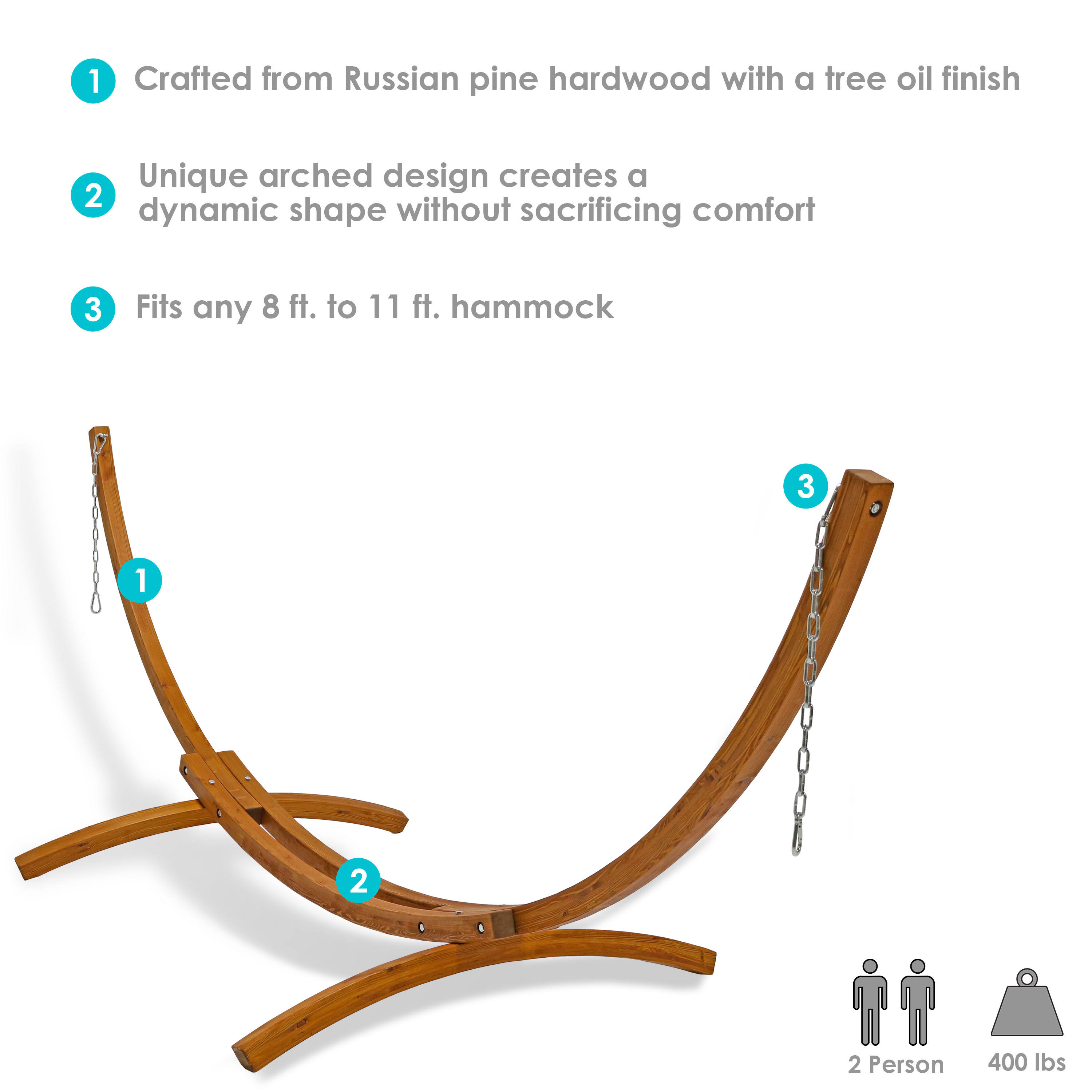 Sunnydaze Decor 12 ft. Curved Arc Wood Hammock Stand