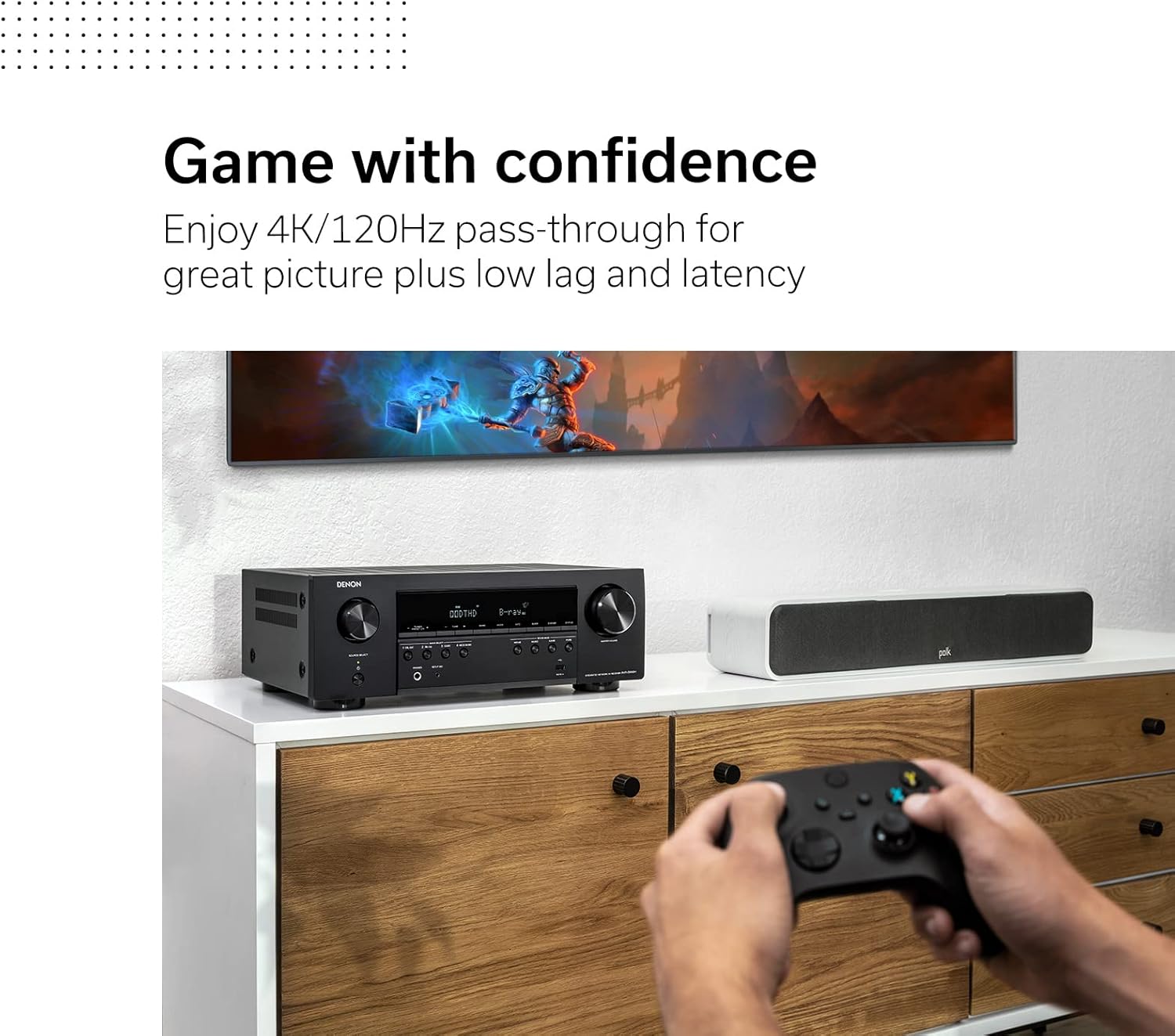Denon AVR-S660H 5.2 Ch AVR - 75 W/Ch, Advanced 8K Upscaling, 3D Audio - Dolby TrueHD, DTS:HD Master & More, Wireless, Built-in HEOS, Alexa, Receiver