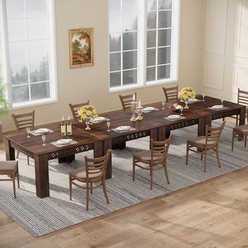 Tribesigns 43" Square Dining Table for 4, 2-4 Person Farmhouse Wood Dining Room Table (Rustic Brown, Heavy Duty Legs)