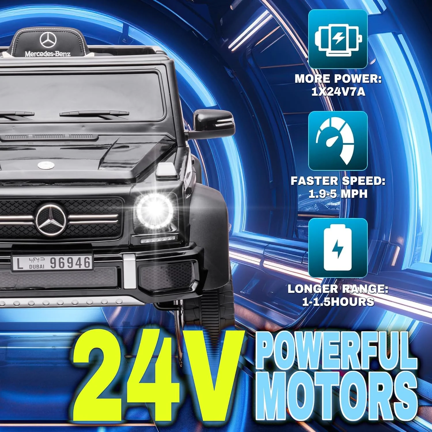 Yiteng Power Toddler Wheels Car, 24V Electric Ride on Kids Car for Toddlers Ages 3-8 Years, 6 Wheels Mercedes-Benz Baby Vhicle with Remote Control Music&Lights, Boys&Girls Birthday Gift (Black)