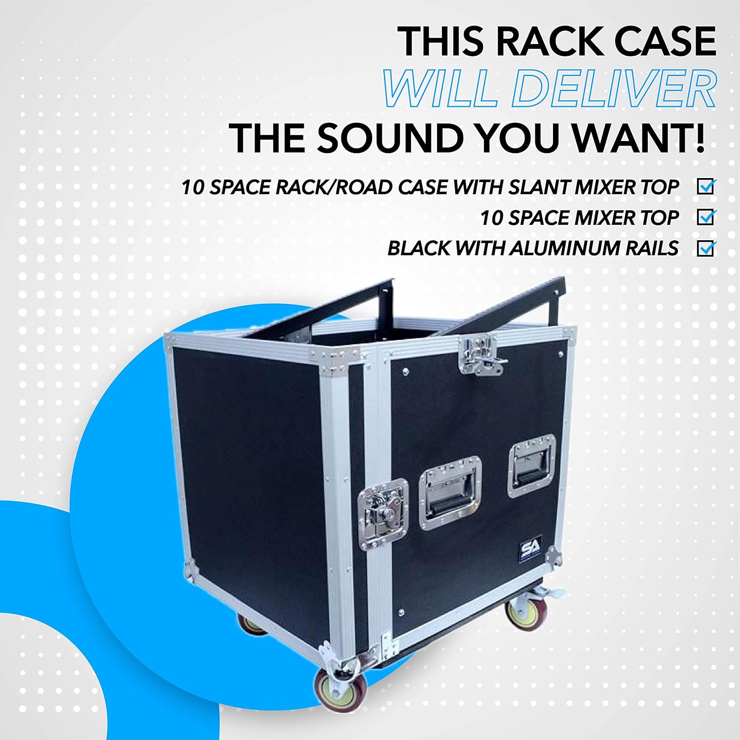 Seismic Audio - SAMRC-10U - 10 Space Rack Case with Slant Mixer Top and Casters - PA/DJ Pro Audio Road Case