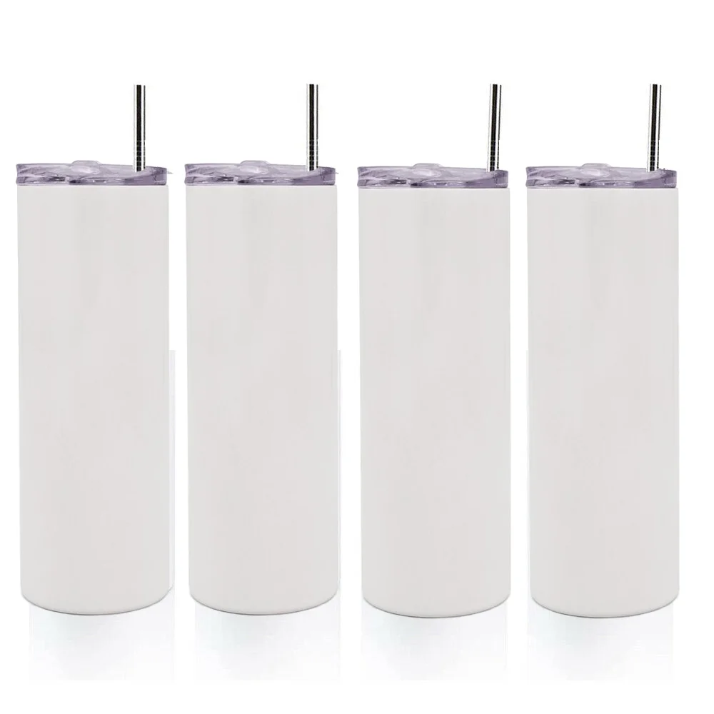 VING 25pcs Bulk 20oz White Sublimation Blank Straight Tumbler Double 304 Stainless Steel Travel Cup Water Bottle