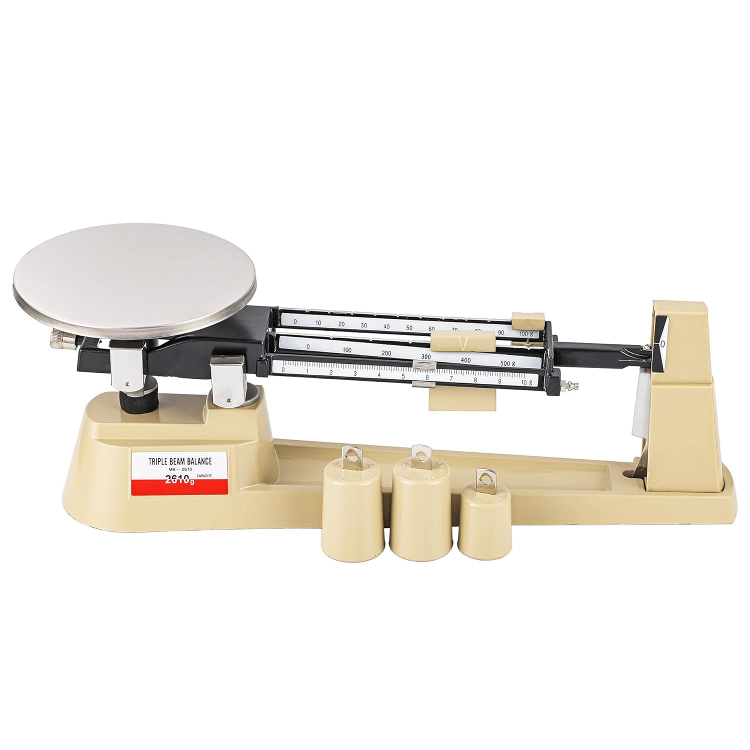 Triple Beam Scale Bonvoisin Lab Mechanical Balance 2610g/0.1g with Stainless Steel Weighing Platter (Triple Beam Scale)