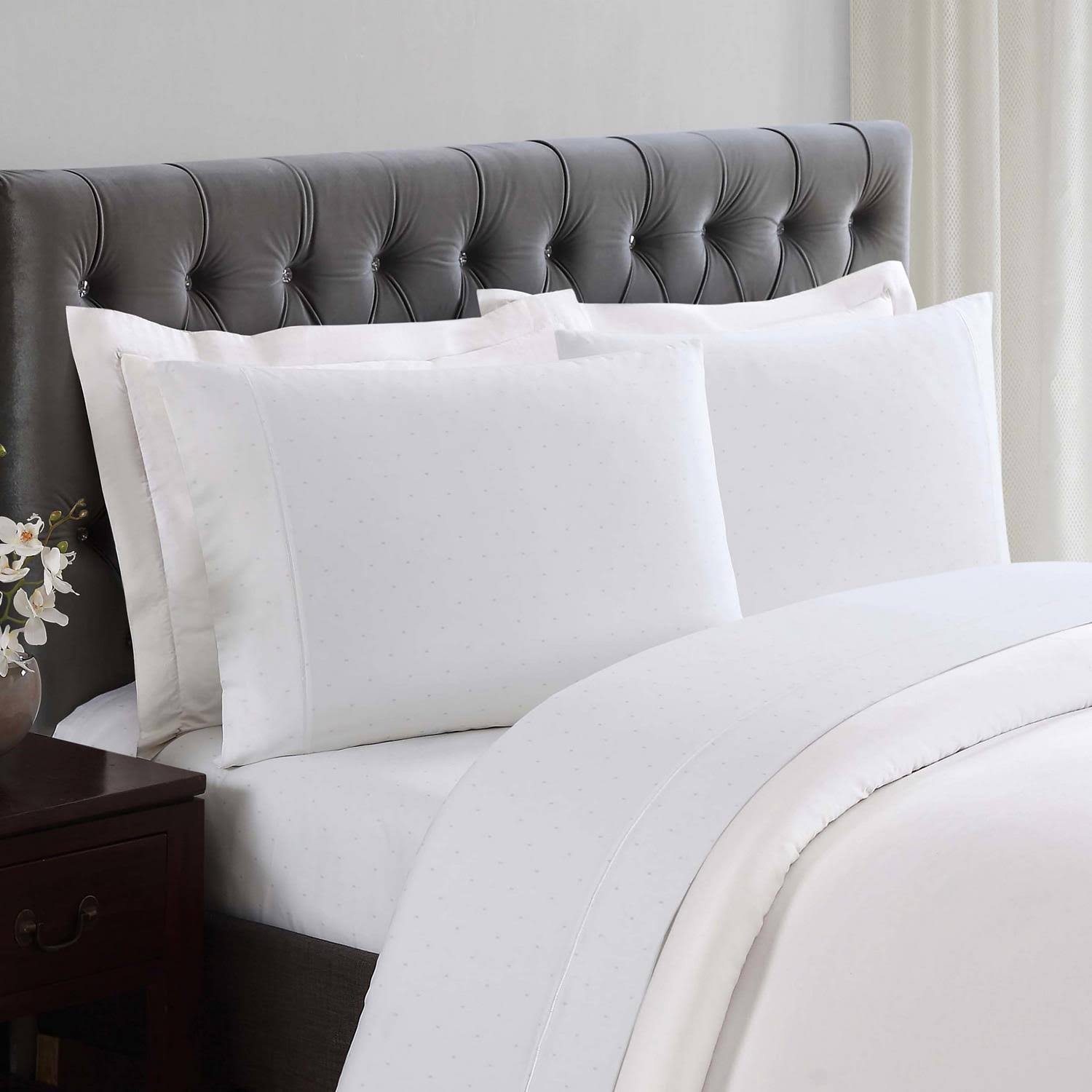 Charisma 310 Thread Count Classic Dot Sheet Set California King Bright White