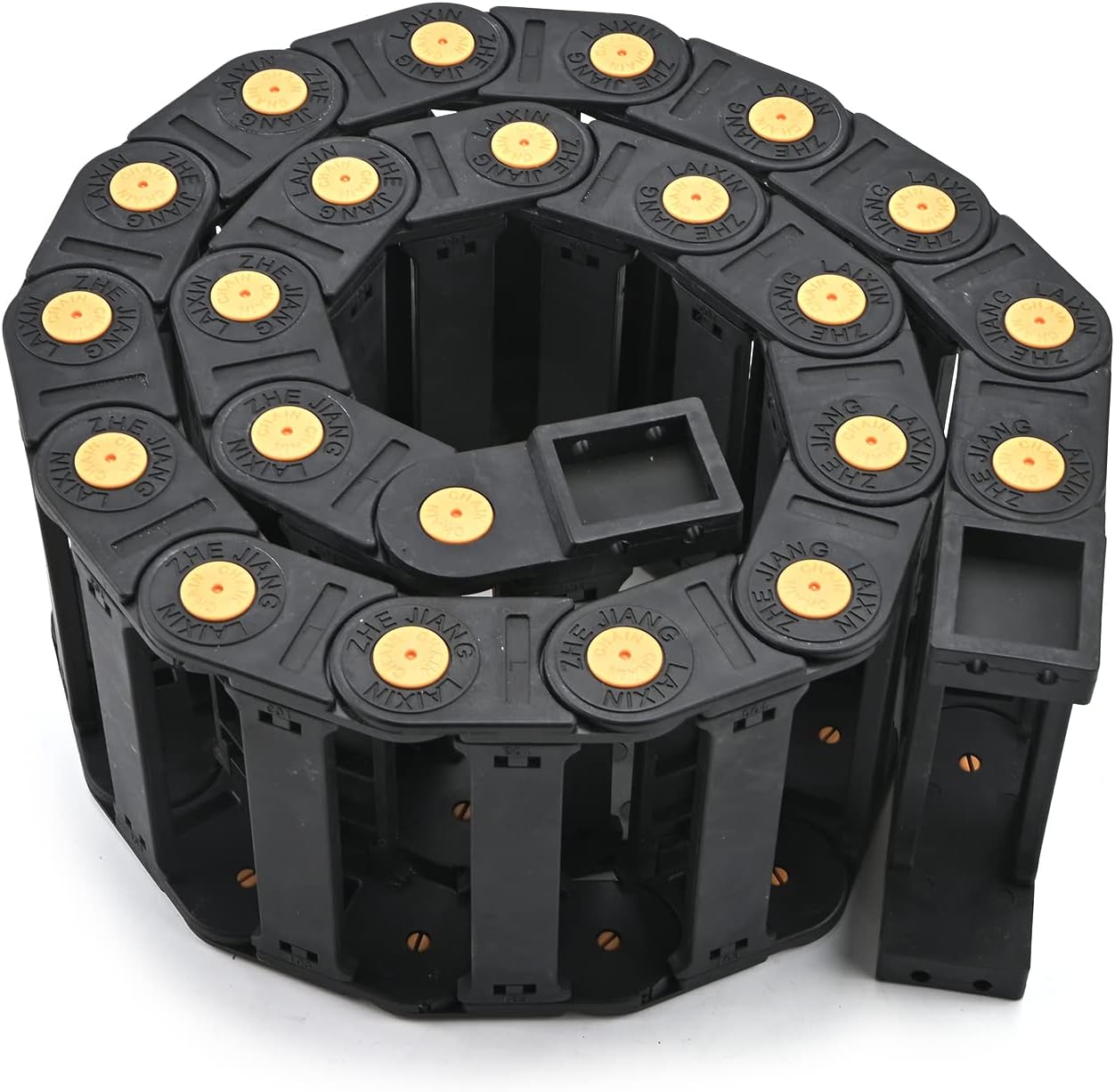 Fielect Drag Chain Cable Carrier Open Type with End Connectors R100 35X100mm 1 Meter Plastic for Electrical CNC Router Machines Black 1Pcs