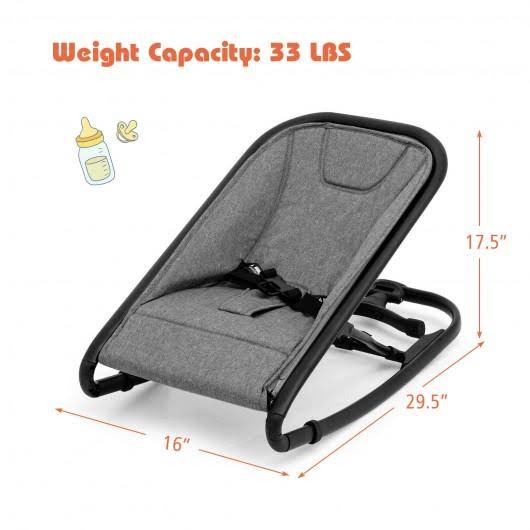 2-in-1 Adjustable Baby Bouncer and Rocker, Gray