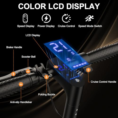 Electric Scooter, 10" /8.5" Solid Tires, 500W/350W Motor,19/22Mph, 22/28/52 Miles Long Range, Folding E-Scooter with Dual Suspension and Braking System