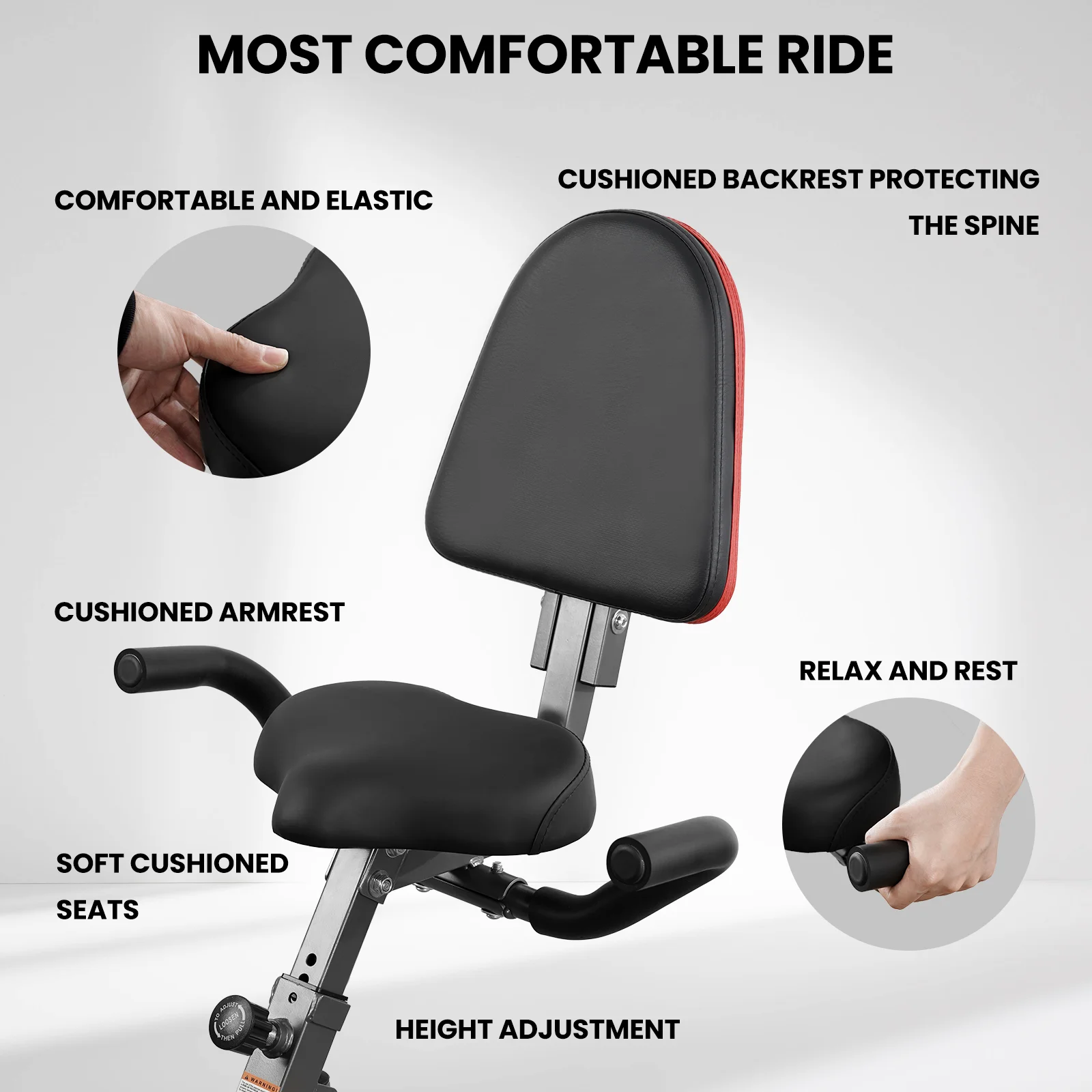 Exercise Bike 3-in-1 Folding Stationary Exercise Equipment 265 LBS Weight Capacity