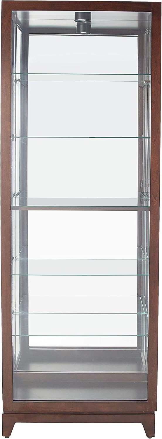 Howard Miller Luke Curio Cabinet 680-588 – Espresso Finish, Vertical Home Decor, Five Glass Shelves, Six Level Display Case, No Reach Halogen Light, Locking Door