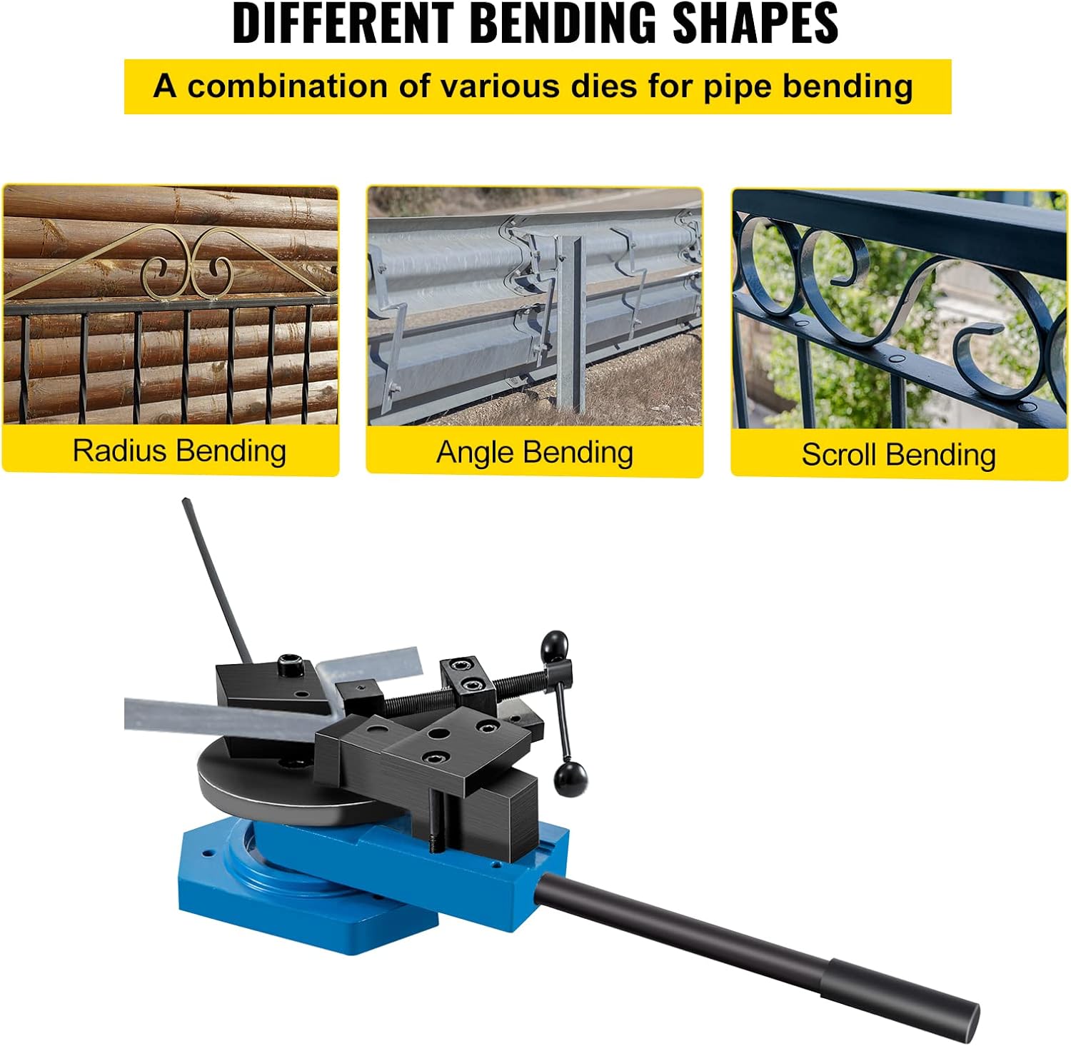 VEVOR SBG-40 Metal Scroll Bender High-Hardened Steel Scroll Bender Combination of Scroll Radius and Angle Bending Universal Metal Rod Bender For Steel Brass Cooper Aluminum