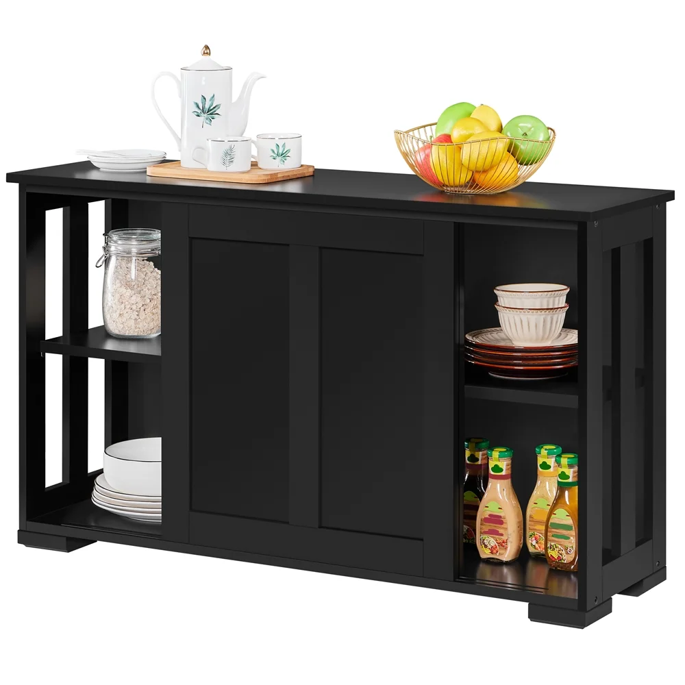 Yaheetech Sideboard Buffet Cabinet with Storage Sliding Door for Kitchen, Black