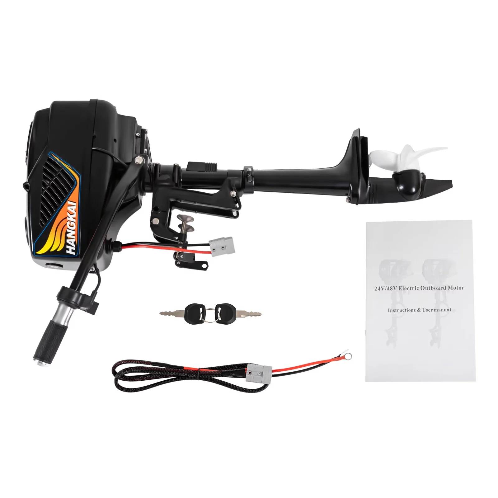 Aiqidi 48V 1200W Electric Outboard Motor Marine Fishing Boat Engine Brushless Trolling Motor Short Shaft with 3 Blades Propeller for Fishing Aquaculture Outdoor Adventure