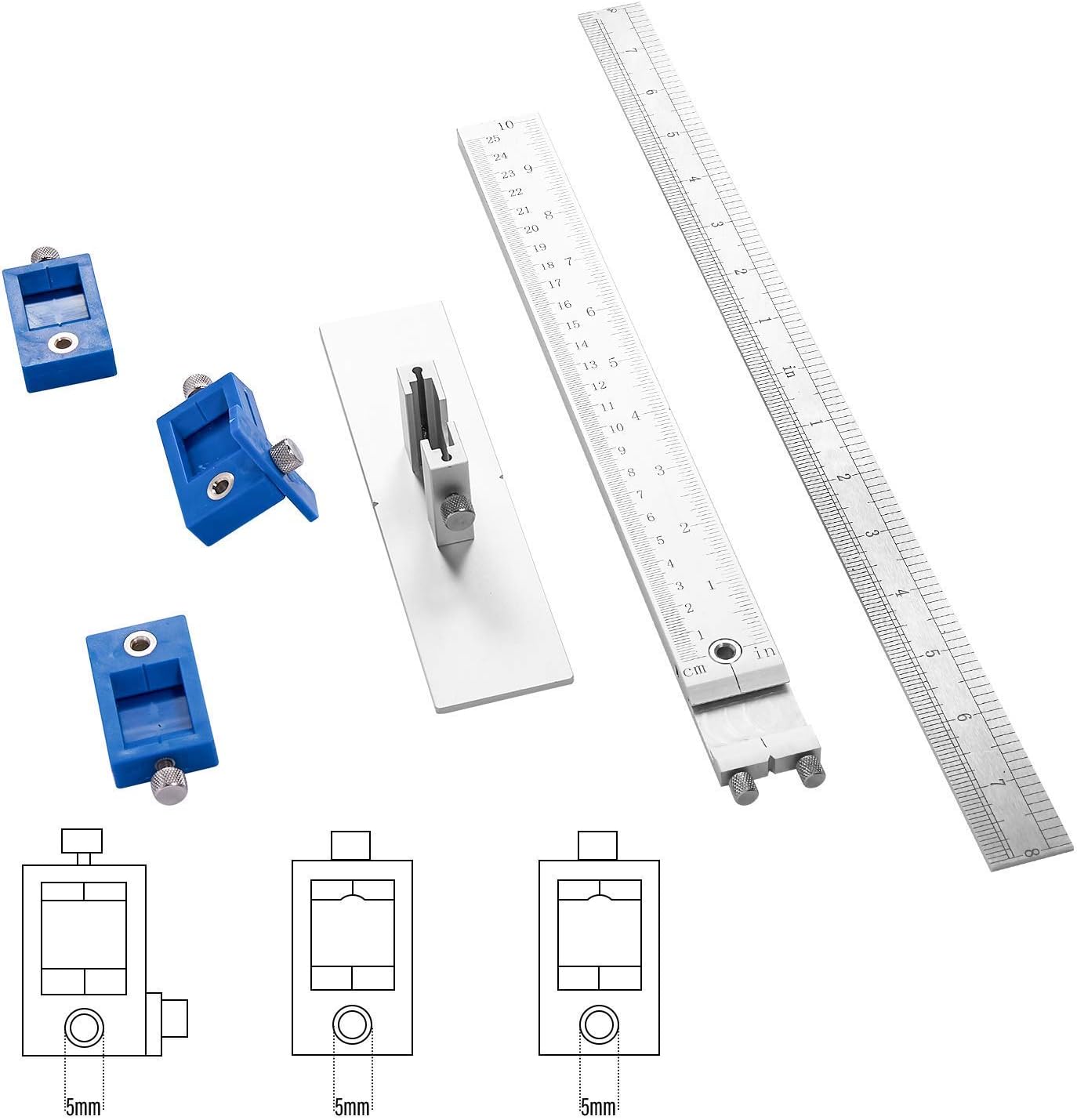 ASCENDAS Cabinet Hardware Jig, Aluminum Alloy Cabinet Jig for Handles and Pulls, Drill Guide Sleeve Drawer Pull Jig Tool for Cabinet Doors Knobs and Drawer Pulls