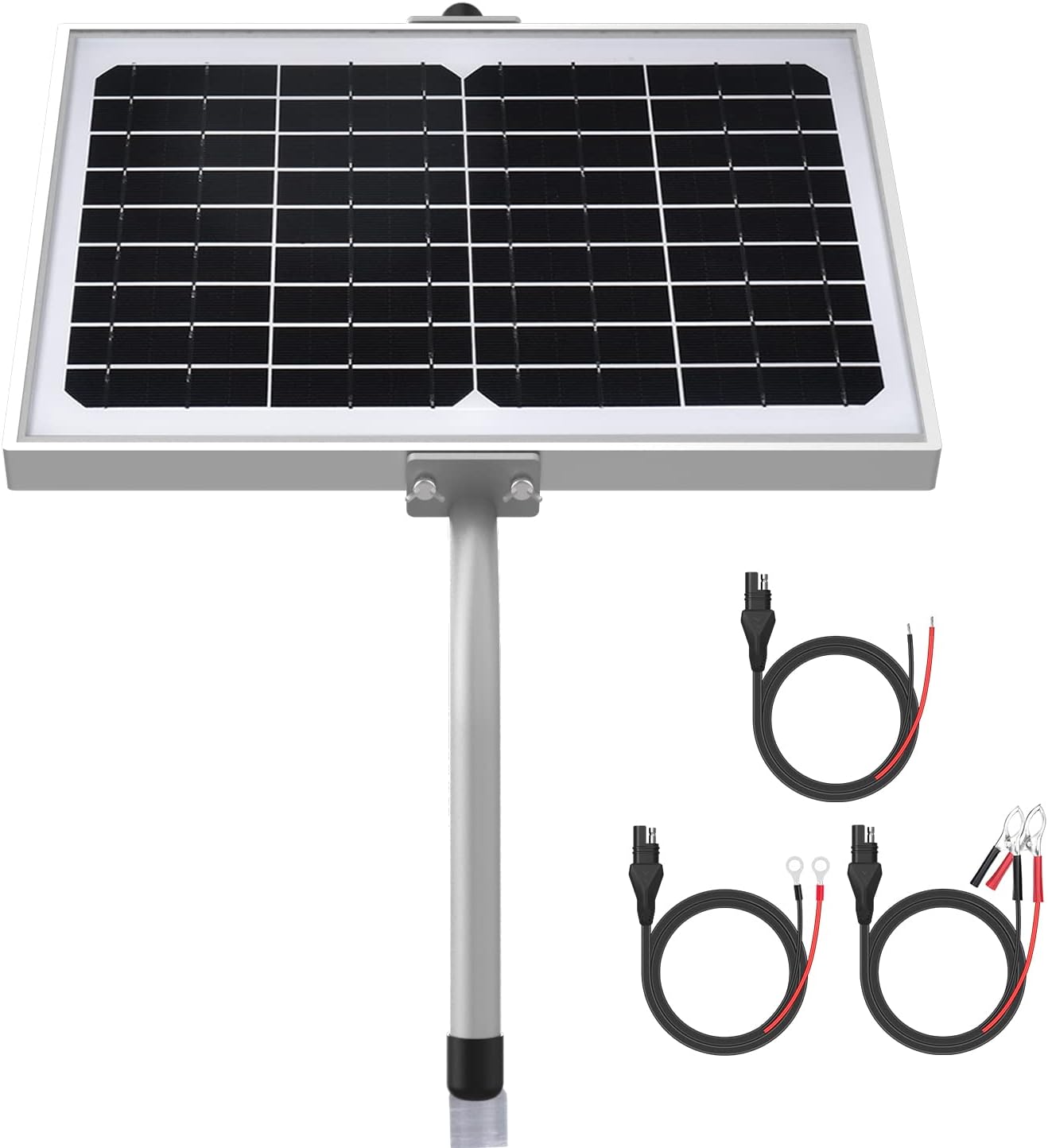 SUNER POWER 10 Watt Solar Panel Powered Charger Kit + + Tubular Mount Bracket for Automatic Gate Opener, Electrical Fence, etc