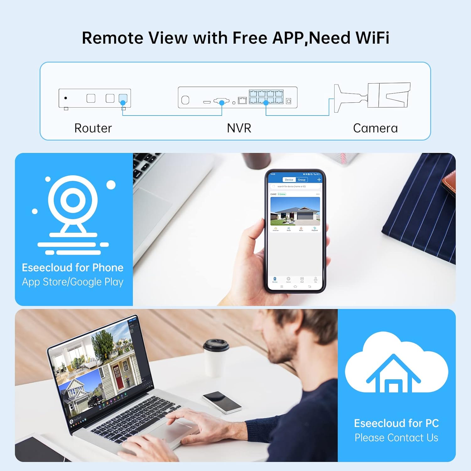 PoE Security Camera System 5MP with Audio, SMONET Home CCTV Surveillance DVR Kits,8 Channel NVR,4Pcs Wired Indoor Outdoor IP Cameras,AI Motion Detection,Night Vision,1TB Hard Drive,Free Phone App