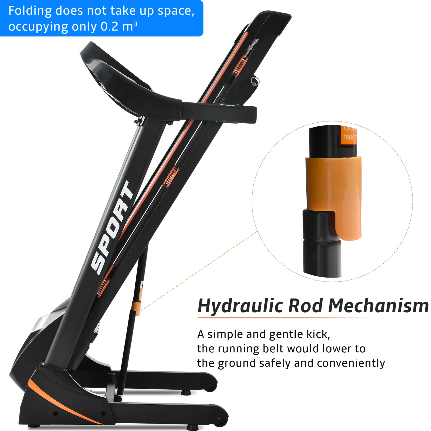 Folding 3.5 HP Treadmill 330 LB Capacity for Home, 15% Manual Incline Running Machine with & Strong Shock Absorption, Easy Assembly & Space Saver for Home Office Workout