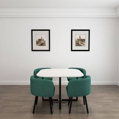 Stalcup 5 Piece Dining Set George Oliver Chair Color: Blue