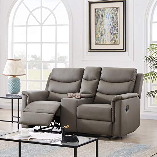 67" RV Loveseat Recliner Double Recliner Sofa,Home Theater Seating,Motion Sofa W/ 2 Cup-Holder & Storage,Easy to Assemble,Livingroom Furniture for Home Theater Game Small Room Seating,Gray