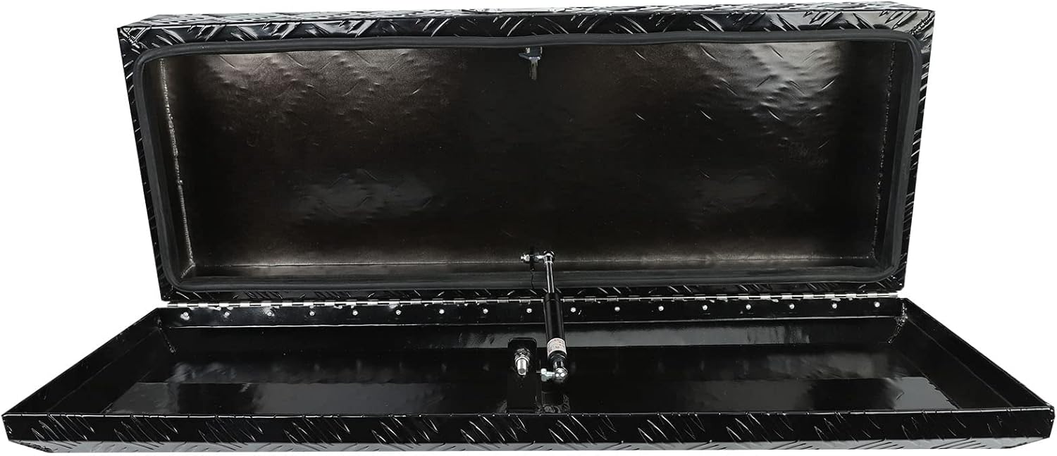 18X17X17.75 Black Aluminum 5 Bar Tread Tool Box Truck Car Outdoor Trailer Pickup Underbody Toolbox,RV Storage Organizer，Underbed Tools Organizer W/Lock Latch w/Keys