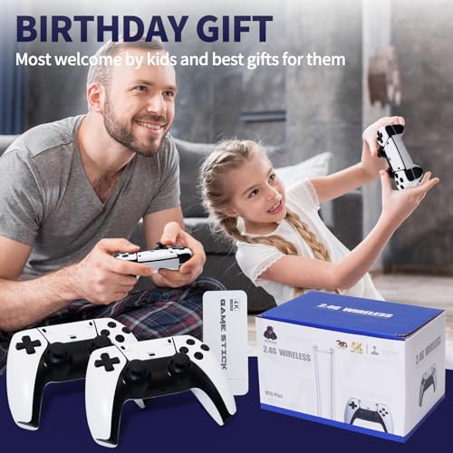 Wireless Retro Game Console Stick 4K，Retro Game Stick with Built-in 20+ Emulators, 20,000+ Games, 4k Hdmi Output & 2.4GHz Wireless Controller, Retro Game Emulators, Plug & Play TV Video Games(64G)