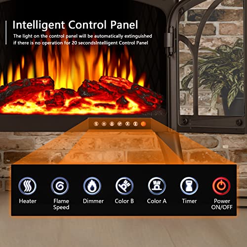 Antarctic Star Electric Fireplace Stove Heater, 3D Infrared Fireplace, 5100BTU MAX 1500W, All-Metal Design, Adjustable Brightness, Portable, Overheating Protection,Remote,Timer,ETL Certified