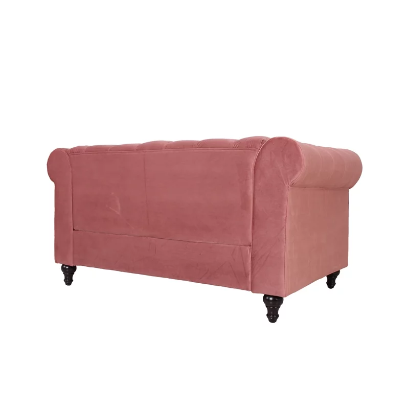Home Square 2 Piece Microfiber Living Room Loveseat Set in Smoky Rose