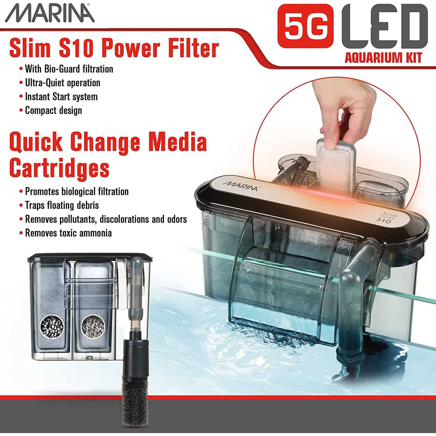 Marina 5G LED Glass Aquarium Kit - Pet Supplies online store