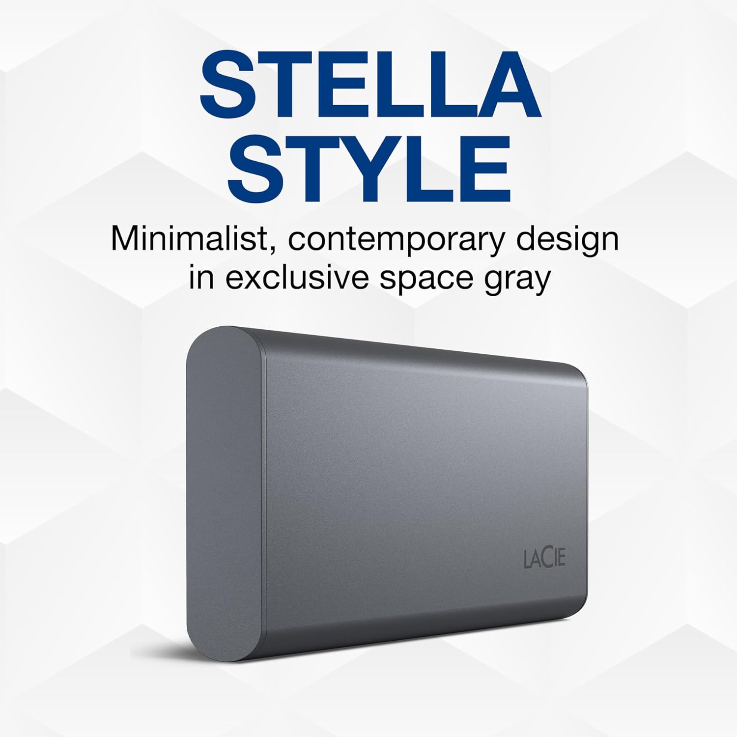 LaCie Mobile Drive SECURE 2TB External Solid State Drive Portable SSD - Space Grey, USB-C 3.2, for PC and Mac, recycled materials, with Adobe All Apps Plan and Rescue Services (STKH2000800)