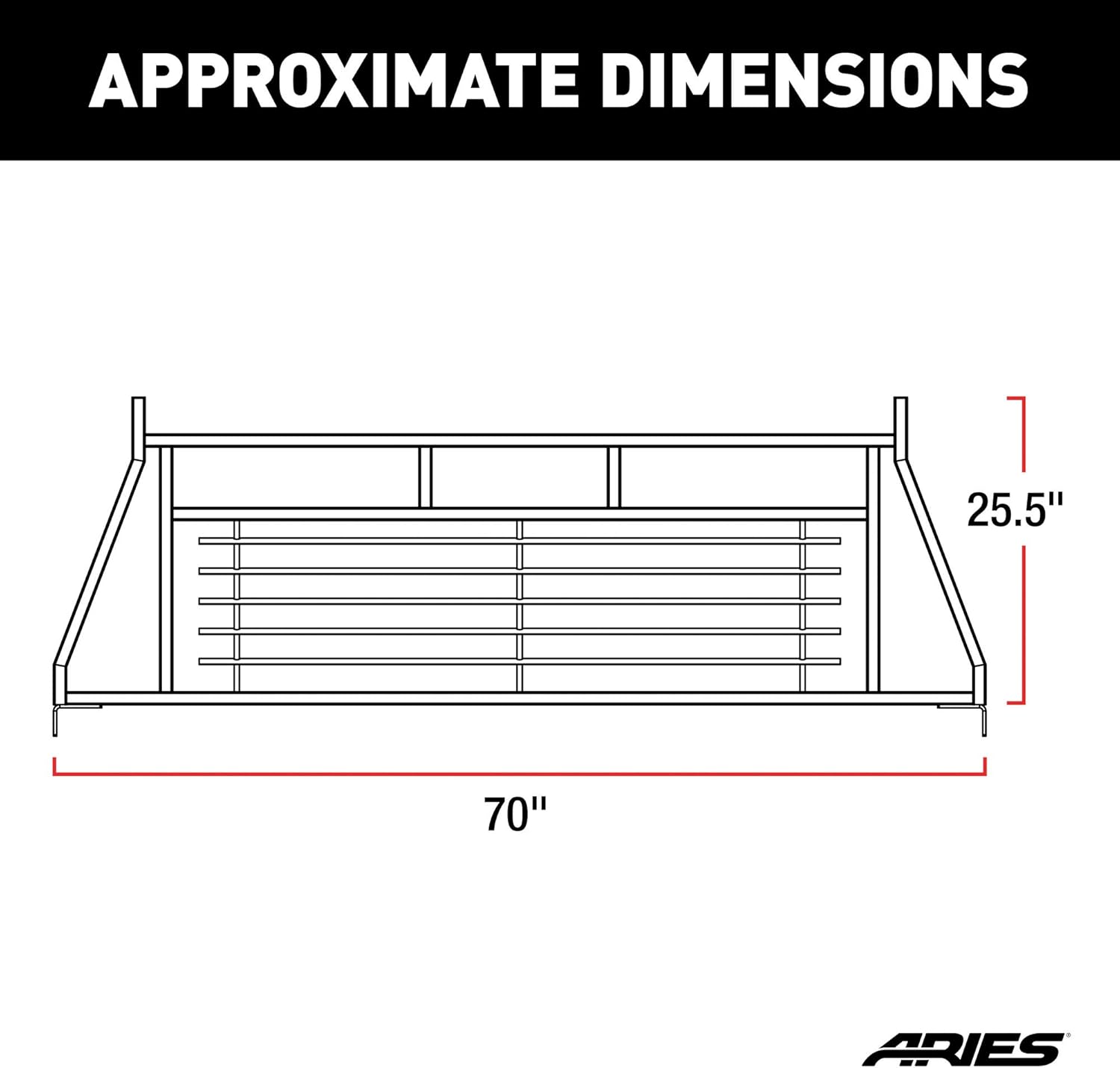 ARIES 111000 Classic Heavy-Duty Black Steel Truck Headache Rack Cab Protector, Select Chevrolet, Ford, Dodge, GMC, Ram