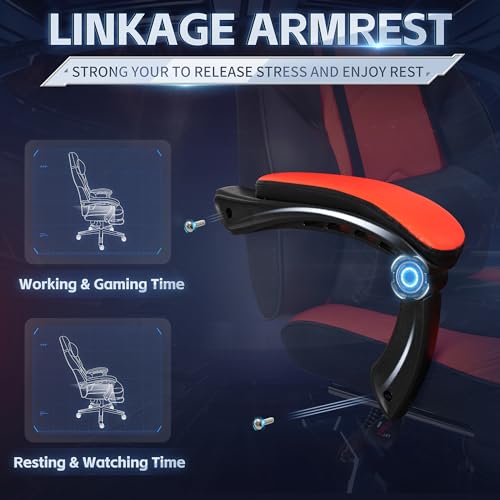 Gaming Chairs for Adults, Computer Chair with Footrest and Ergonomic High Back, Big and Tall Gamer Chairs with Massage Lumbar Support, 360° Swivel Height Adjustable, Blue