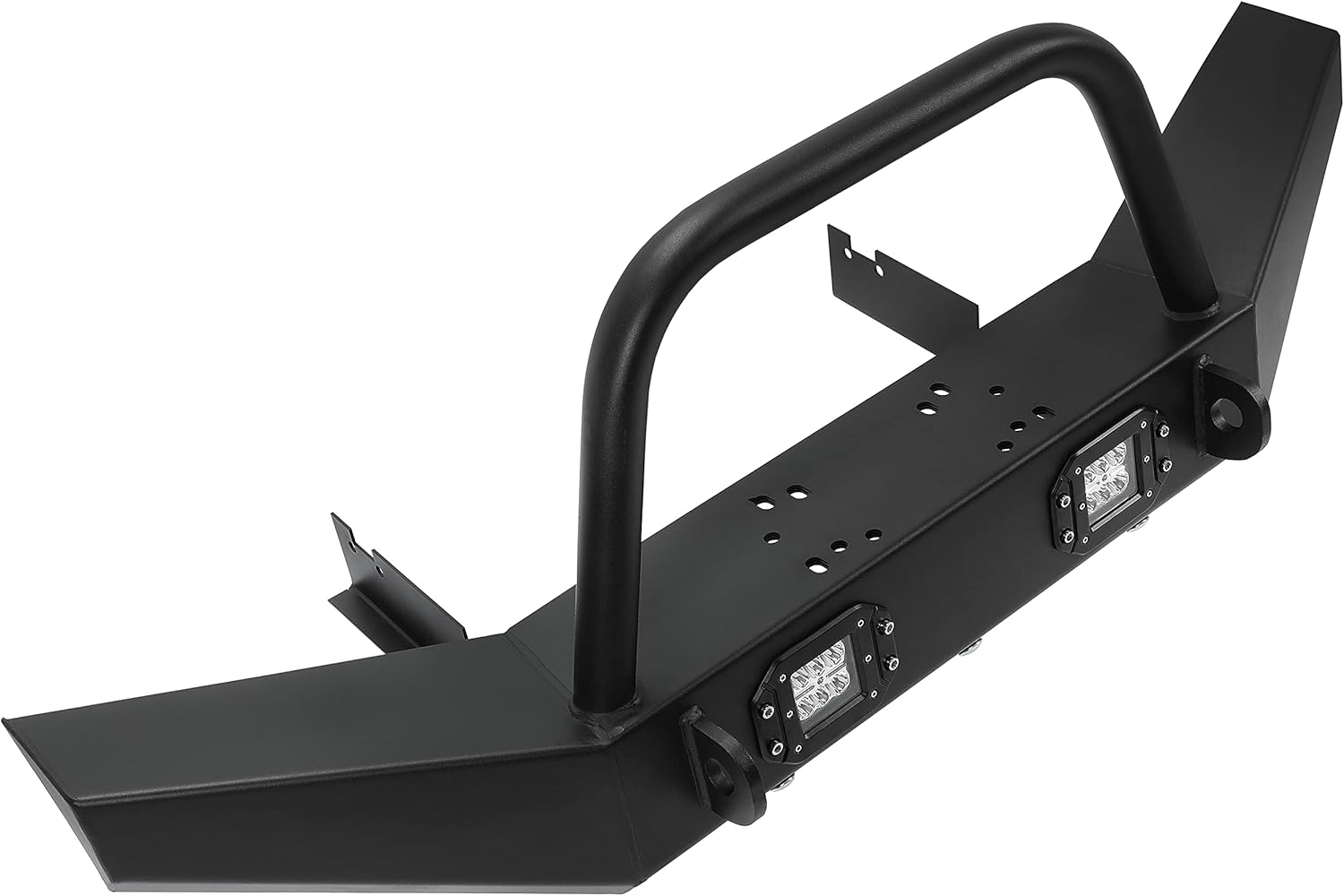 KUAFU Front Bumper Winch Bumper w/LED Lights Compatible with 2010-2021 Polaris Ranger 400 500 800 Mid Size Ranger 570 Full Size/Mid Size