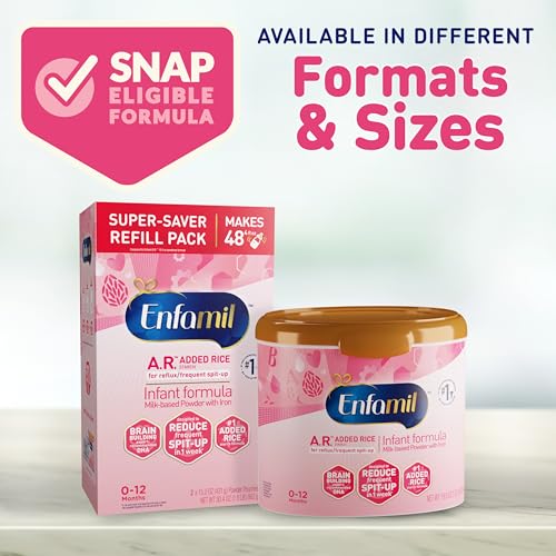 Enfamil A.R. Baby Formula, Added Rice Starch Formula to Reduce Reflux & Spit-Up, DHA for Brain Development, Probiotics to Support Digestive & Immune Health, Baby Milk, 30.4 Oz Box, 4 Count
