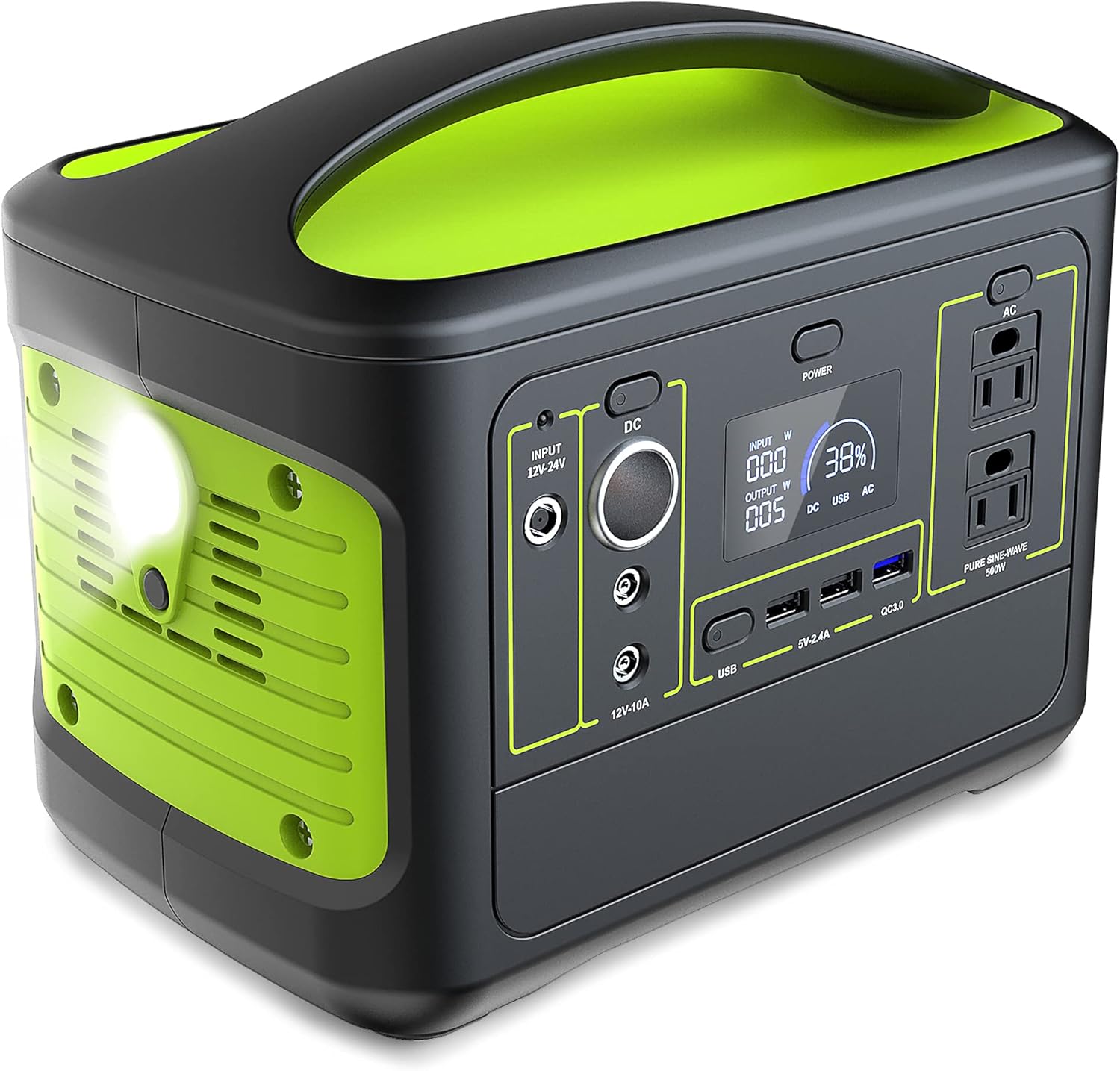 BEZESD Portable Power Station 500W,110V 2 Pure Sine Wave AC Outlet 568Wh 153600 MAh Backup Lithium Battery Solar Generator (Solar Panel Not Included) for CPAP Outdoors Camping Travel Hunting Emergency with SOS Light