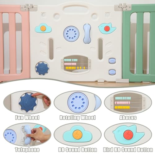Baby Play Pen, Foldable Play Pens for Babies and Toddlers, 22 Panels Extra Large Baby Playpen, Astronauts Portable Baby Fence, Baby Gate Playpen, Baby Play Yard - Grey