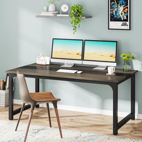 Tribesigns Modern Computer Desk, 63 x 31.5 inch Large Executive Office Desk Computer Table Study Writing Desk Workstation for Home Office, Spliced Desktop, White