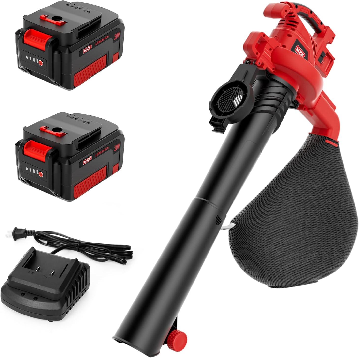 MZK 40V Cordless Leaf Blower, Leaf Vacuum and Mulcher, 3-in-1 Brushless Battery Powered Leaf Blower Kit with Collection Bag, 550CFM Leaf Vacuum for Lawn care(2*4.0Ah Battery and Fast Charger Included)