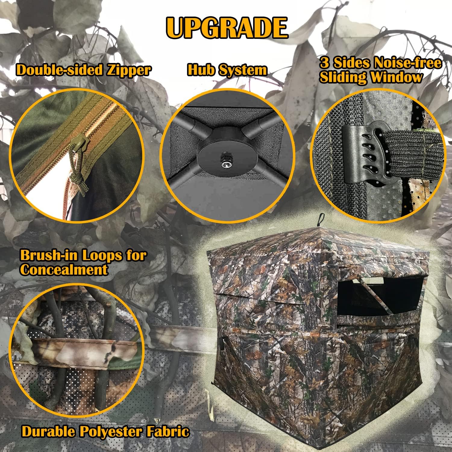 CROSS MARS Portable 3 Person 270° See Through Ground Camouflage Hunting Blind Tent
